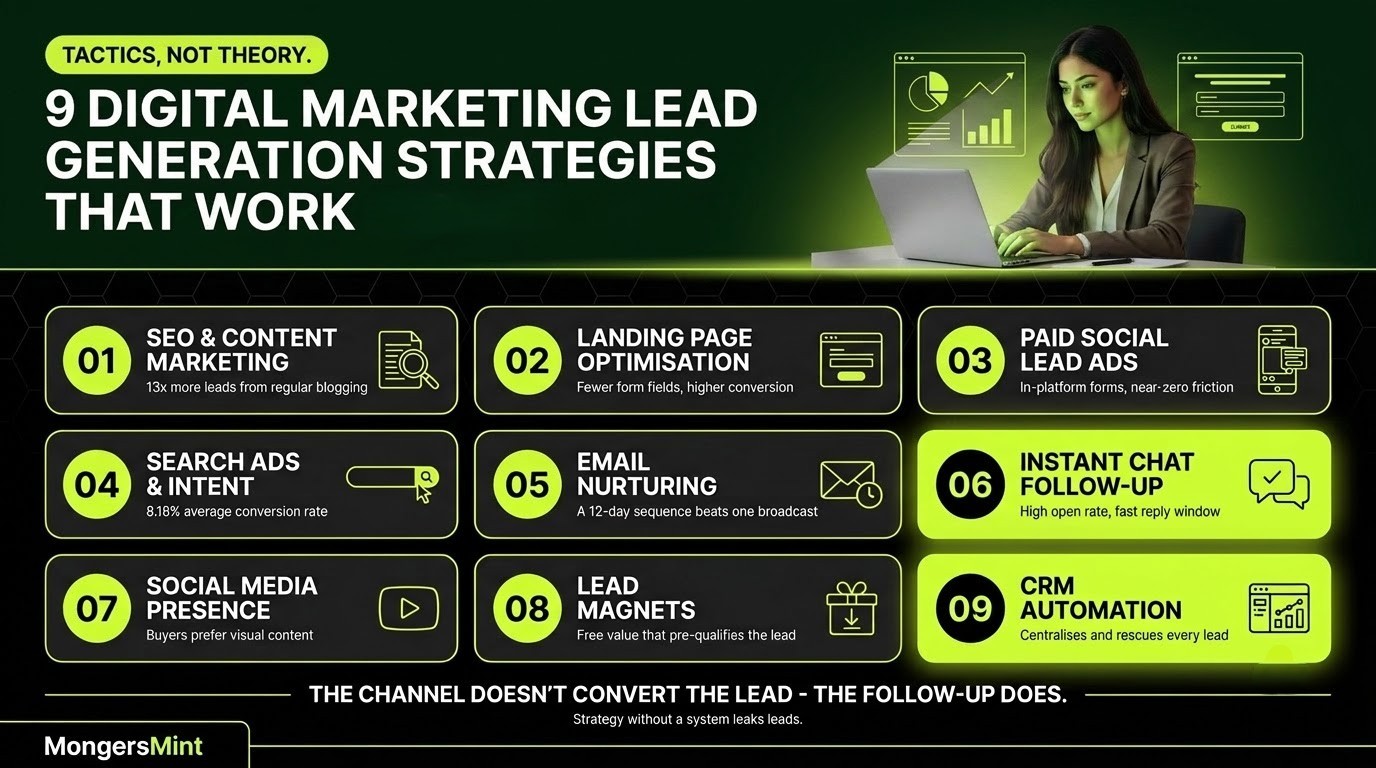 How to Generate Leads in Digital Marketing? 9 Proven Strategies for 2026 2 9 Proven Digital Marketing Lead Generating Strategies that Work- MongersMint