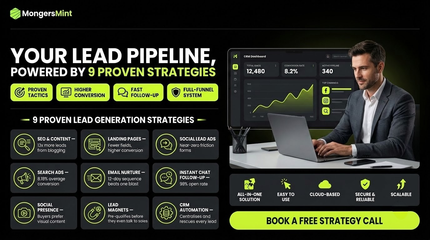 How to Generate Leads in Digital Marketing? 9 Proven Strategies for 2026 4 How MongersMint Creates End-to-End Lead Generation Systems- MongersMint