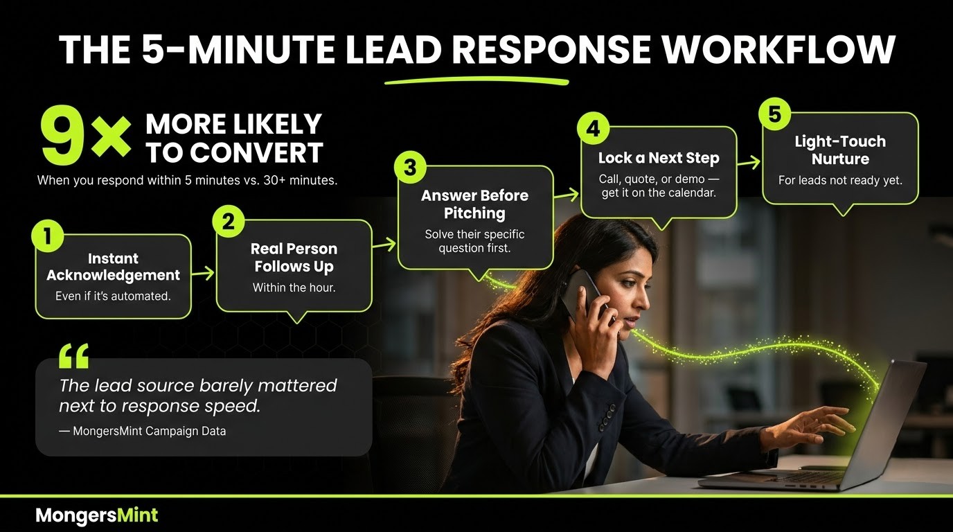 How To Get Leads For Business? 12 Proven Ways in 2026 3 What To Do The Moment A Lead Comes Into Your Business- MongersMint