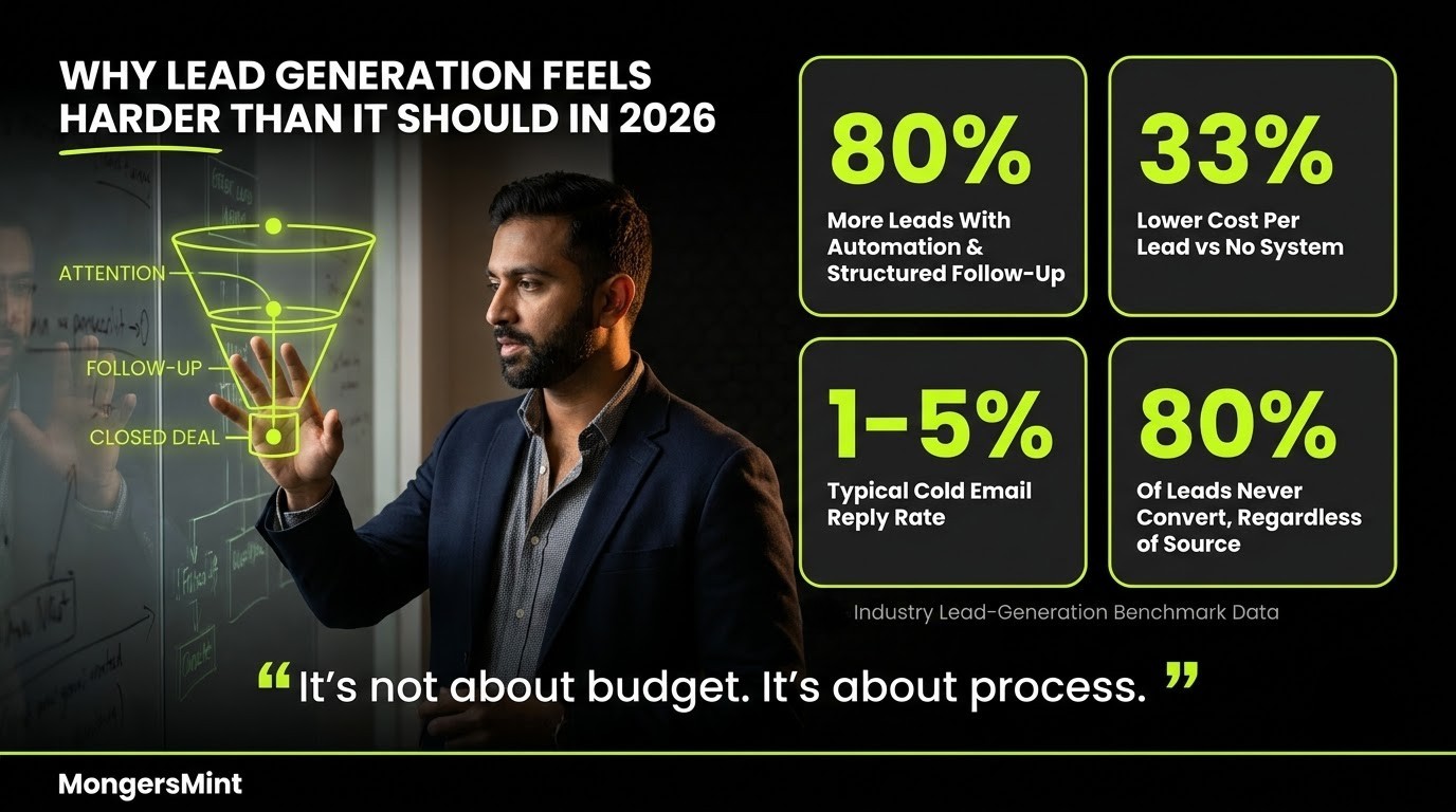 How To Get Leads For Business? 12 Proven Ways in 2026 1 Why Lead Generation Feels Harder Than It Should- MongersMint